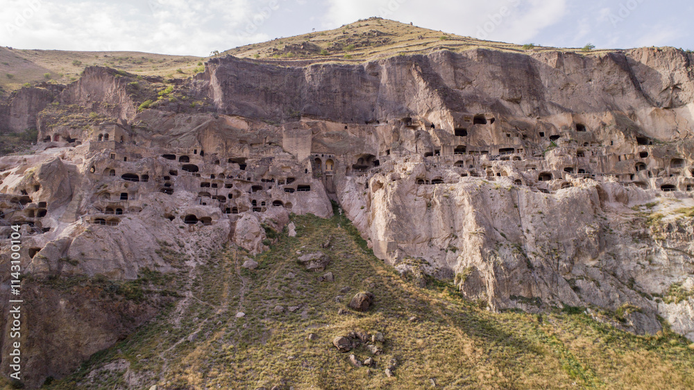 Vardzia cave monastery and town in southern Georgia carved into the cliffs of the Erusheti Mountain