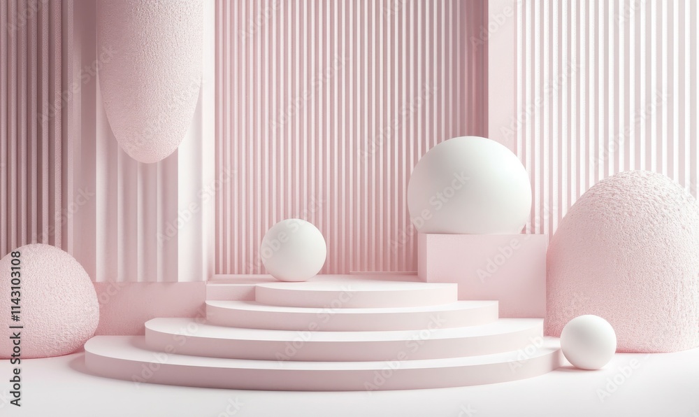 Pastel Colored Tech Background with a Geometric 3D Structure. Clean, Stepped design with Extruded Futuristic Forms. . Pastel Colored Tech Background with a Geometric 3D Structure. Clean, Stepped design with Extruded Futuristic Forms. .