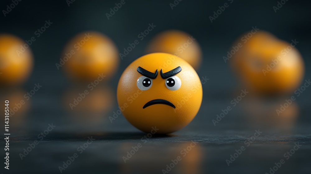 Thinking face emojis with furrowed brows floating on a deep grey background. Thinking face emojis with furrowed brows floating on a deep grey background.