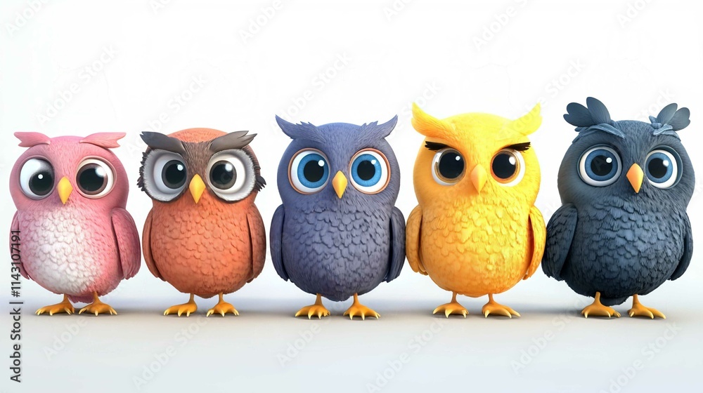 Cute Cartoon Owls in Love on a Tree Branch Vector Illustration Cute Cartoon Owls in Love on a Tree Branch Vector Illustration