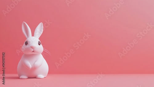 Adorable White Bunny on Pink Background: Easter Delight photo