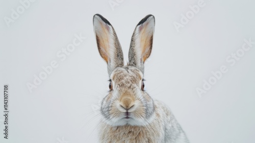 Close Up of a Curious Bunny with Tall Ears photo