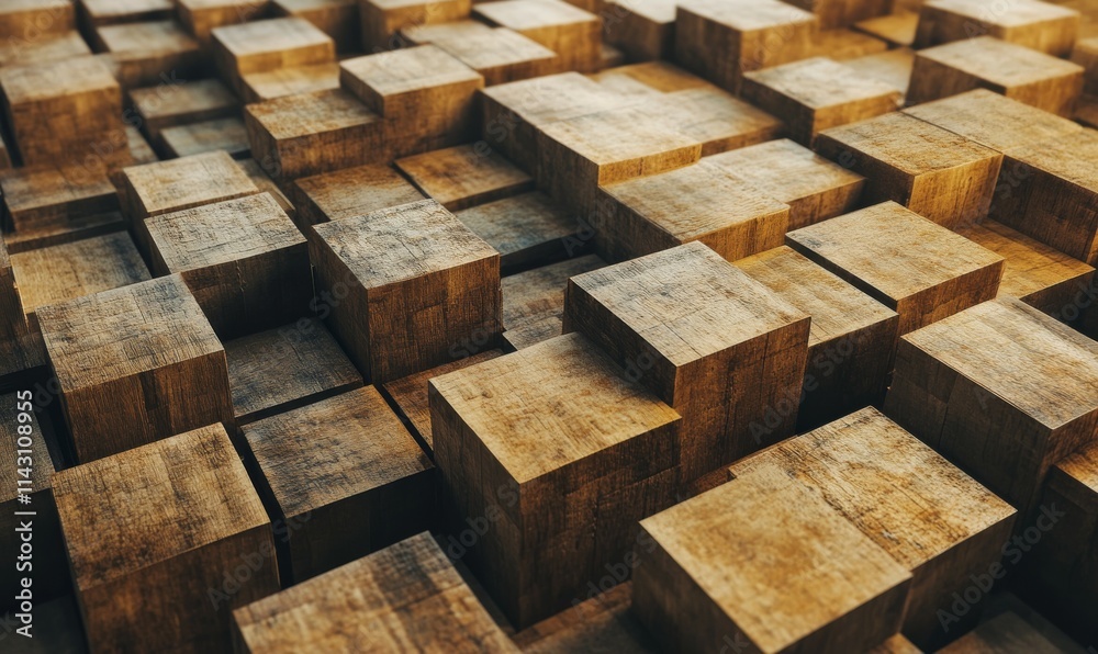 3D Tiles arranged to create a Natural wall. Timber, Square Background formed from Wood blocks. 3D Tiles arranged to create a Natural wall. Timber, Square Background formed from Wood blocks.