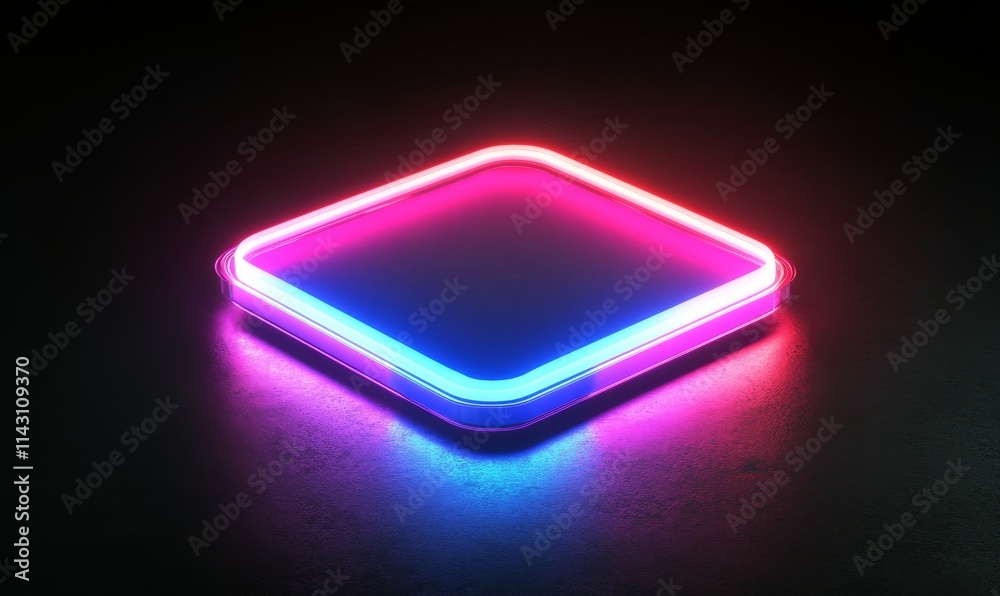 Pink and Blue Image Technology Concept with picture symbol as a neon light. Vibrant colored icon, on a black background with high tech floor. Pink and Blue Image Technology Concept with picture symbol as a neon light. Vibrant colored icon, on a black background with high tech floor.