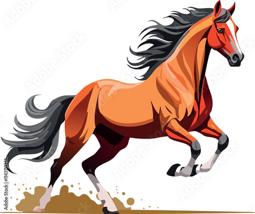 Mosaic style galloping horse illustration