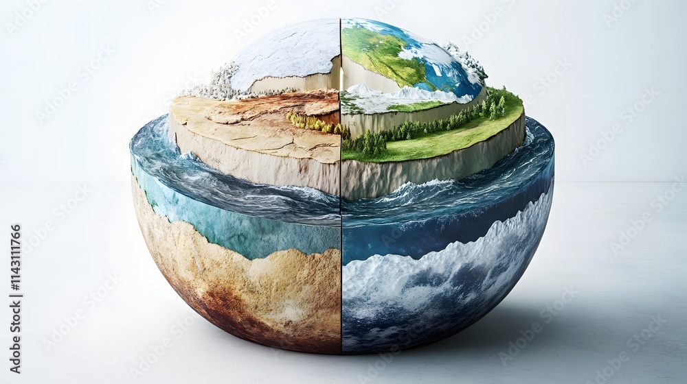 A detailed infographic-style rendering of Earths cross-section for students.
