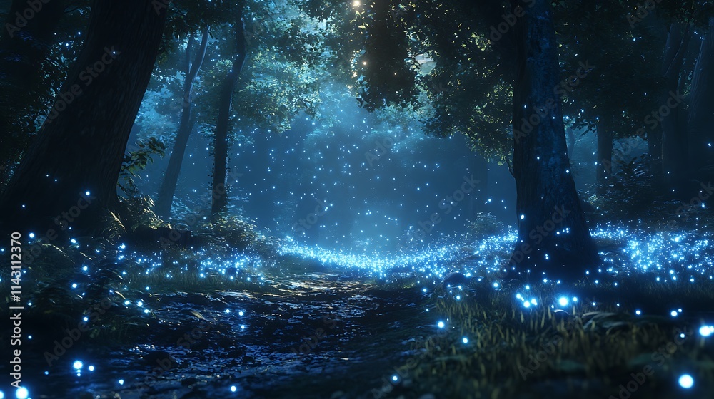 Enchanted Firefly Forest at Night Enchanted Firefly Forest at Night