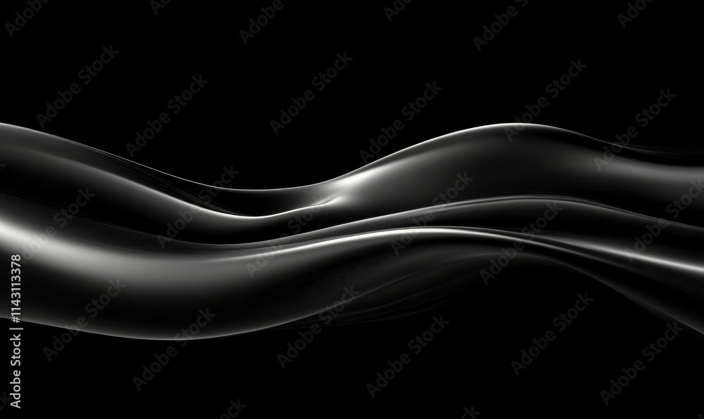 Wavy Black Surface with Copy-Space. Contemporary 3D Abstract Background Wavy Black Surface with Copy-Space. Contemporary 3D Abstract Background