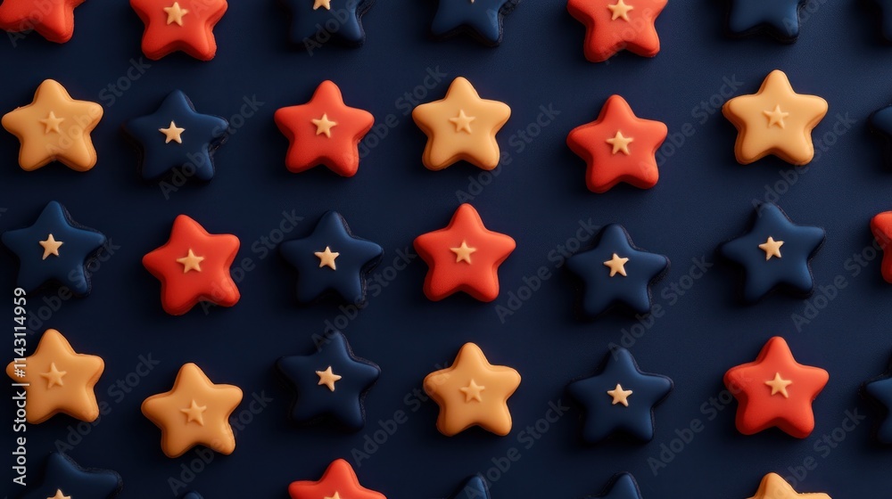 Red, blue, and gold star pattern on dark background. Red, blue, and gold star pattern on dark background.