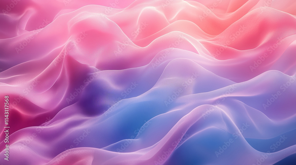 Obraz premium Fluid abstract background featuring soft waves and gradients in pink and blue hues