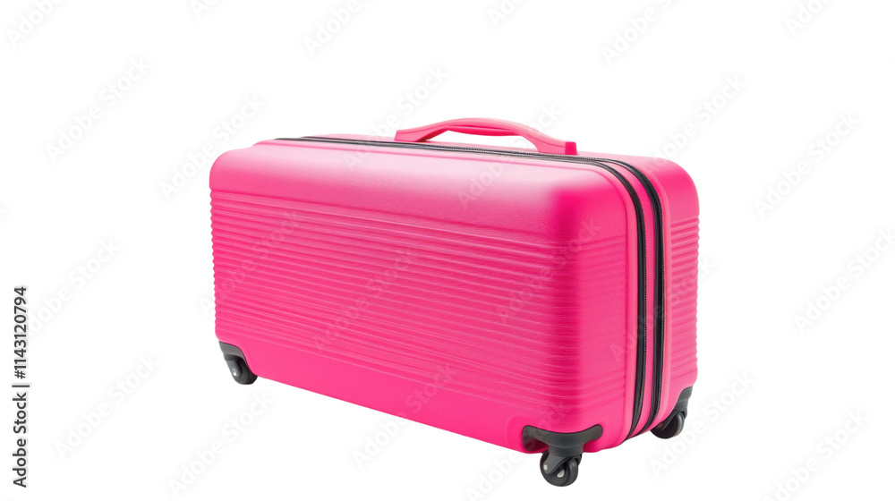 Pink travel suitcase, transparent background Pink travel suitcase, transparent background