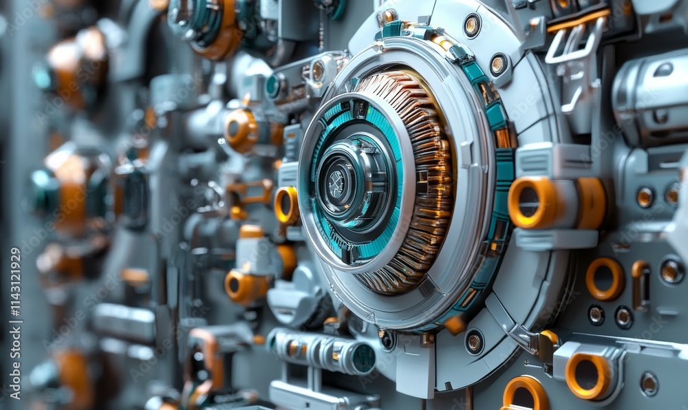 Advanced . Tech Background with Multicolored, Sci-Fi Hardware. Advanced . Tech Background with Multicolored, Sci-Fi Hardware.