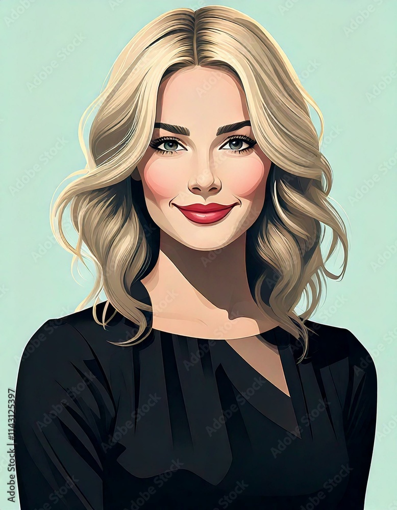 portrait illustration of blonde woman wearing black clothes portrait illustration of blonde woman wearing black clothes