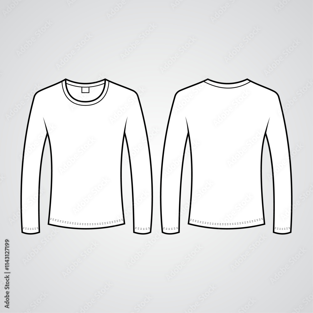Long sleeve t-shirt mockup with clean and detailed design, ideal for displaying custom prints and projects. Perfect for casual wear, uniforms or clothing collections