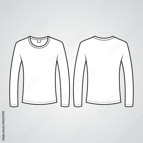 Long sleeve t-shirt mockup with clean and detailed design, ideal for displaying custom prints and projects. Perfect for casual wear, uniforms or clothing collections