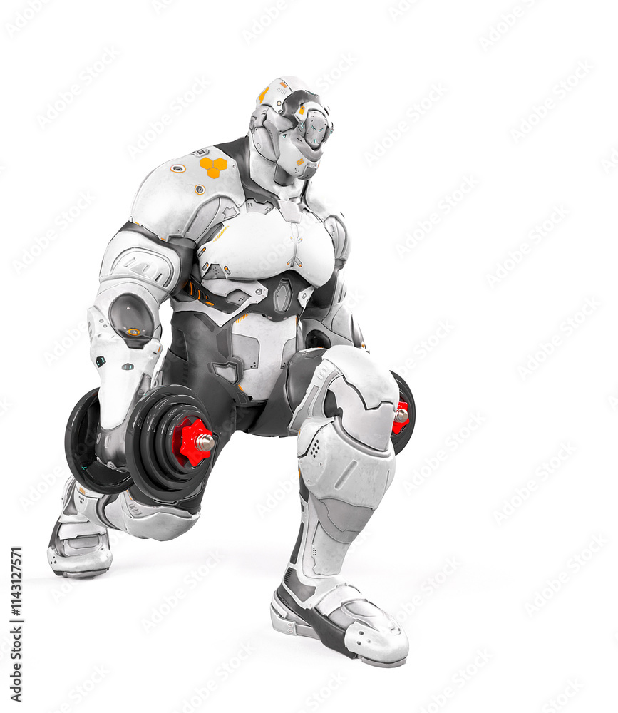 future soldier is working out on white background future soldier is working out on white background