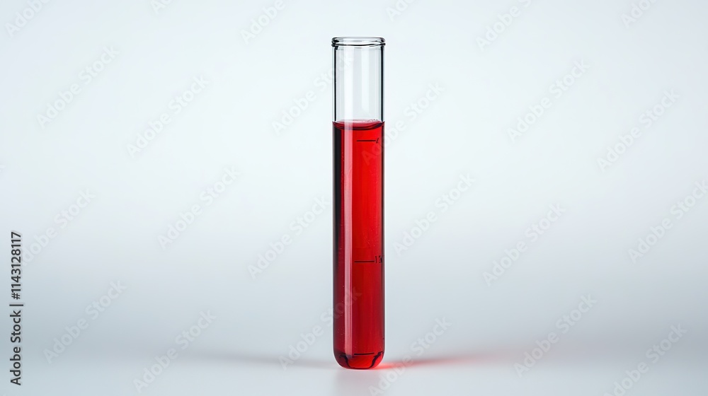 Red liquid in test tube on white background, concept of science. Red liquid in test tube on white background, concept of science.