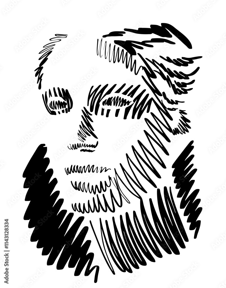 Head of an ancient female goddess, freestyle abstract vector illustration Head of an ancient female goddess, freestyle abstract vector illustration