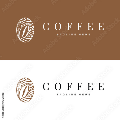 Coffee Bean Logo Coffee Shop Design Simple Minimalist Vector Drink Illustration Symbol Icon Template