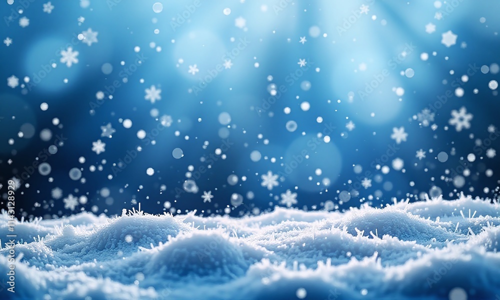 A winter wonderland scene with snowflakes falling against A winter wonderland scene with snowflakes falling against