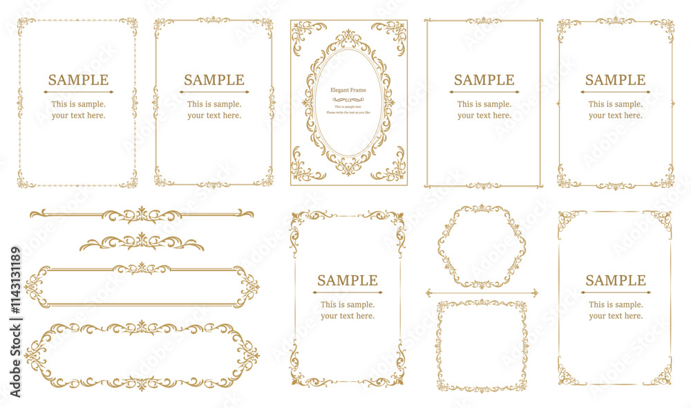 Set of Decorative vintage frames and borders. Vector decor. floral ornament..eps