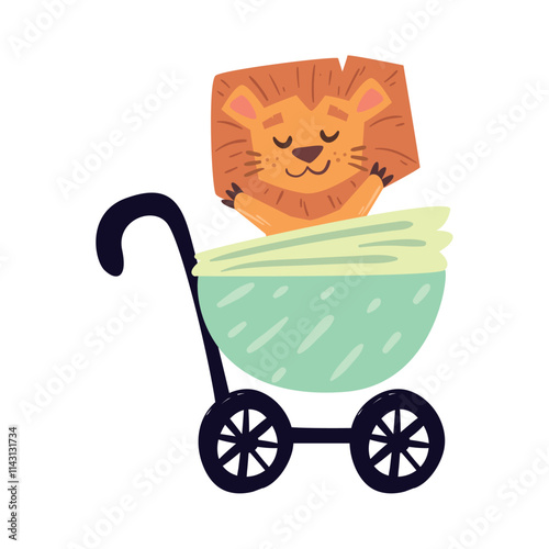 baby shower lion in a pram