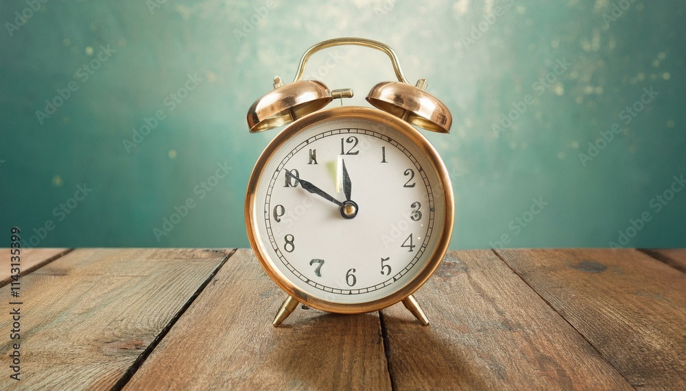 A classic alarm clock on an old-fashioned wooden desk, A classic alarm clock on an old-fashioned wooden desk,