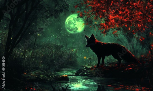 hydronik fox,night green moon,in magik forest,red light kristal,black floresent litle stereamlet rill