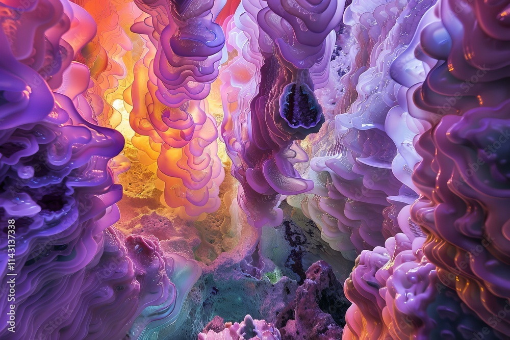 Obraz premium Abstract background of colorful organic shapes forming a cavern