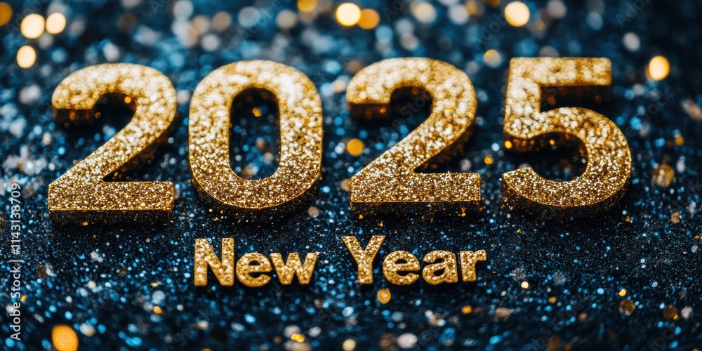 Golden New Year numbers 2025 shining brightly on a textured background celebrating the arrival of a new year Golden New Year numbers 2025 shining brightly on a textured background celebrating the arrival of a new year