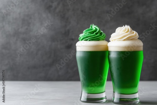 saint patricks day celebration, celebrate saint patricks day with green beer pints cupcakes in a rustic bar setting, perfect for a festive vibe text placement photo