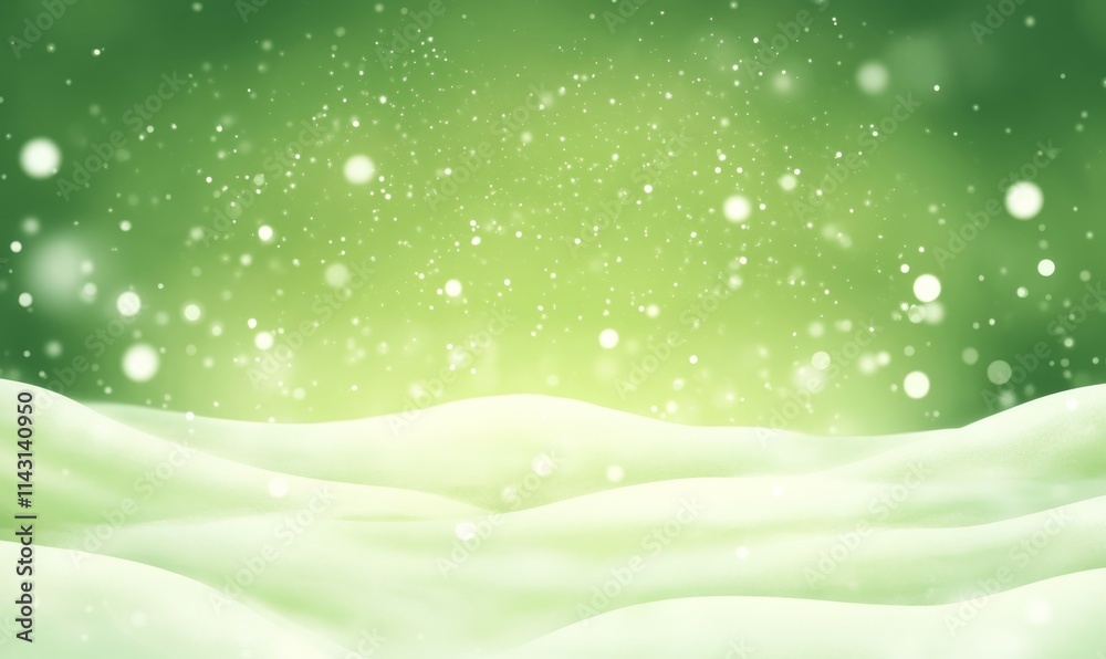 Winter Terrain with Aurora Lights. Green Sky Background with copy-space. Winter Terrain with Aurora Lights. Green Sky Background with copy-space.