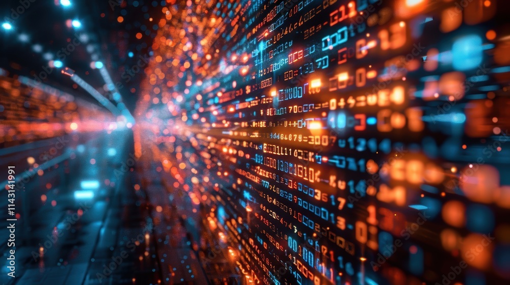 A captivating digital landscape of glowing binary code streams forming a futuristic and highly immersive representation of data flow and technology A captivating digital landscape of glowing binary code streams forming a futuristic and highly immersive representation of data flow and technology