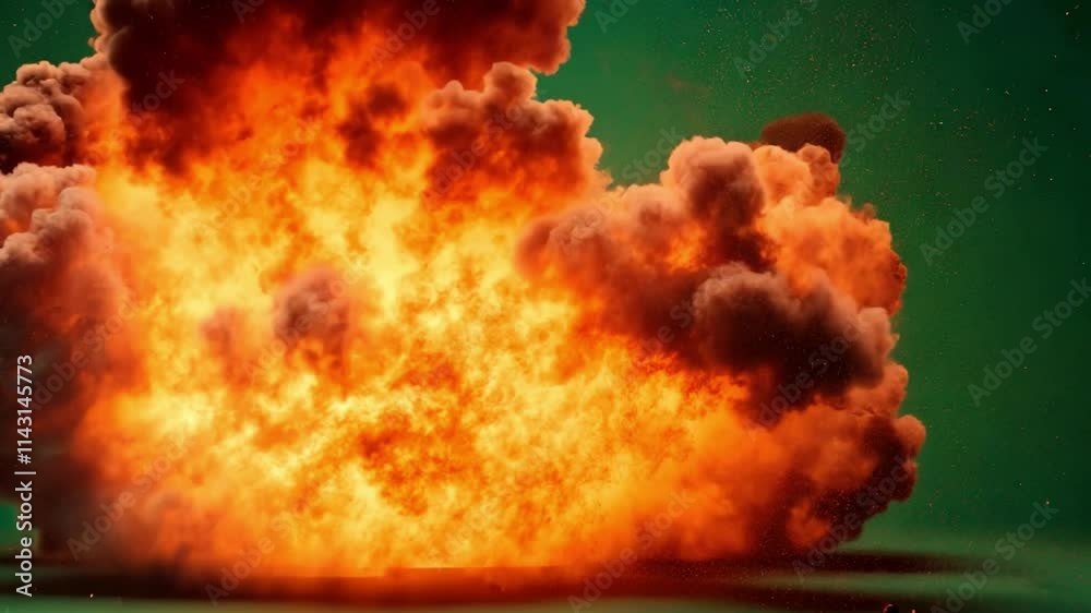 Fiery Explosion on Green Screen 