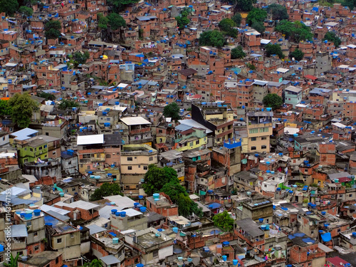 Poor community in a hillside in Rio de Janeiro photo