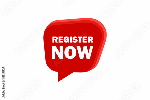 Speech Bubble Button Register Now vector. register now text sign icon. square shape web button template.