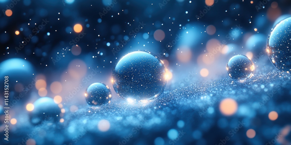 Glowing spheres in winter hues create a mesmerizing display of light and color Glowing spheres in winter hues create a mesmerizing display of light and color