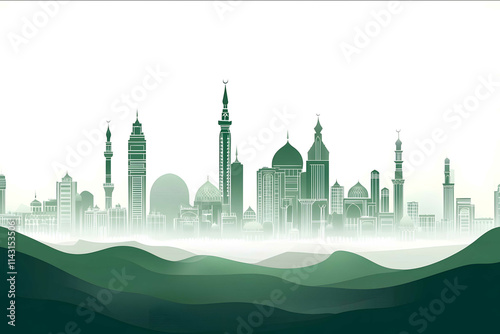 Simplistic Saudi Arabia theme modern and traditional background for PPT template blank space in middle for text overlay