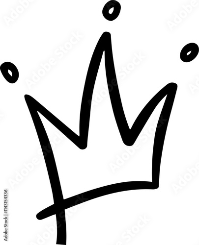 Hand drawn crown representing royalty, power, and leadership, embodying achievement and success. Ideal for a range of design projects, adding a touch of elegance and prestige