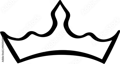 Simple, iconic line art illustration of a crown symbolizing royalty, authority, and success, ideal for logos, branding, and decorative purposes