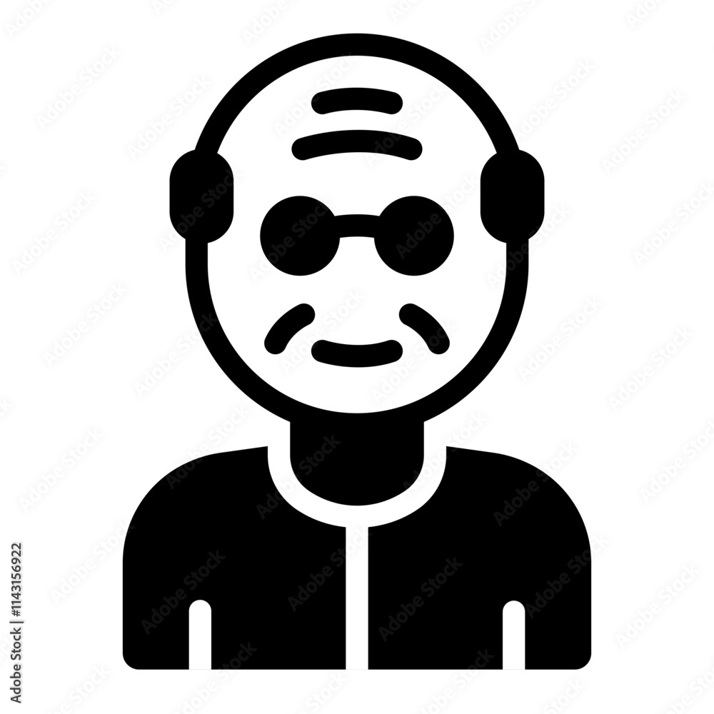 Elderly old man avatar glyph icon representing geriatric nursing care Elderly old man avatar glyph icon representing geriatric nursing care