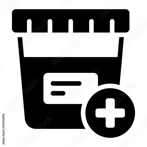 Urine sample container glyph icon for medical test and diagnostics