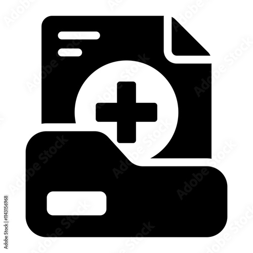 Medical record glyph icon for healthcare documentation and nursing