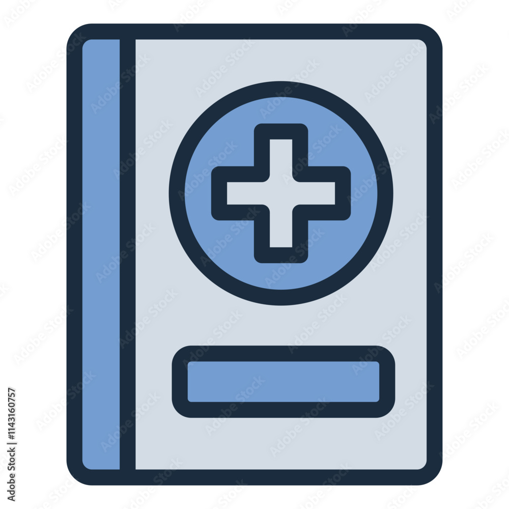 Medical handbook filled line icon for nursing and healthcare reference Medical handbook filled line icon for nursing and healthcare reference