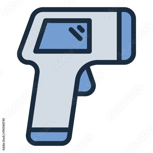 Thermometer gun filled line icon for temperature checks and healthcare monitoring