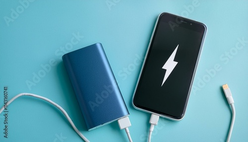 Auxiliary battery charging a fully discharged smartphone photo