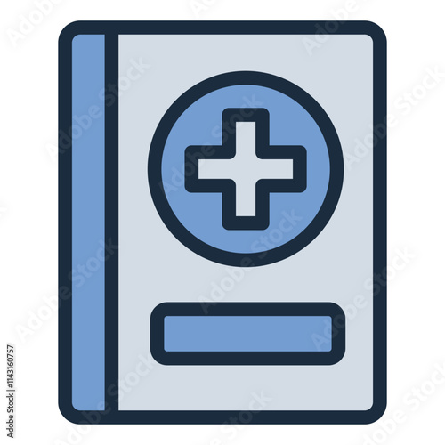 Medical handbook filled line icon for nursing and healthcare reference