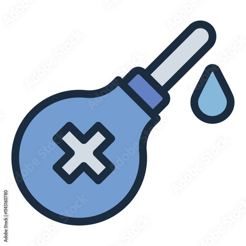 Pear enema filled line icon for nursing and medical procedures