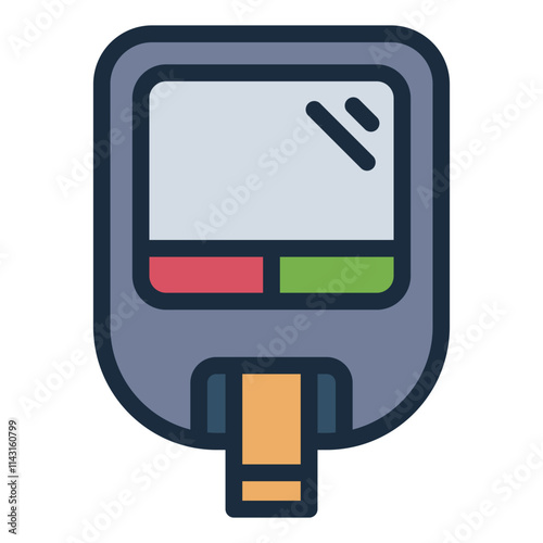Glucometer filled line icon for diabetes care and blood sugar monitoring
