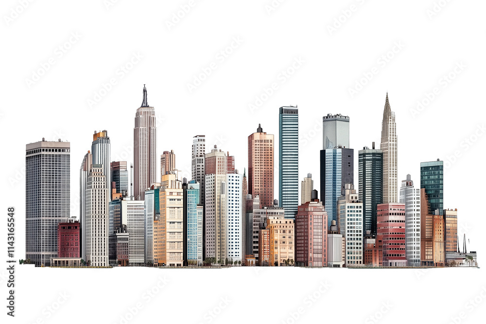 Fototapeta premium Urban skyscrapers on transparent background